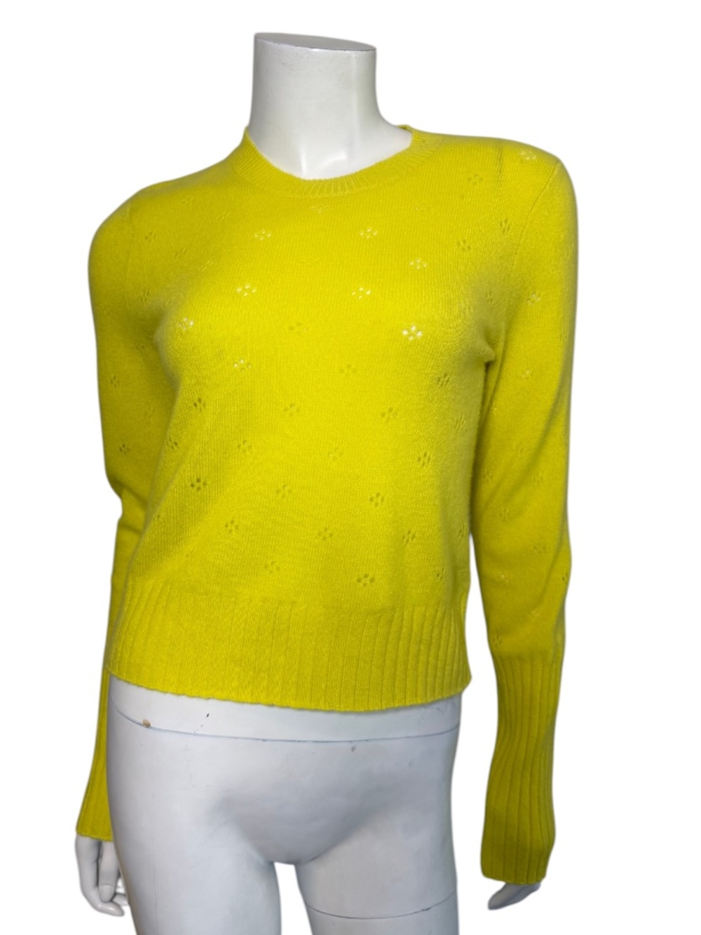 Guest in Residence Shrunken Pointelle Cashmere Sweater Yellow Small